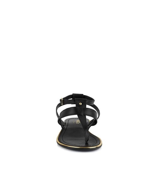 Rag & Co Black Irene Flat Thong Sandals By Rag & Co