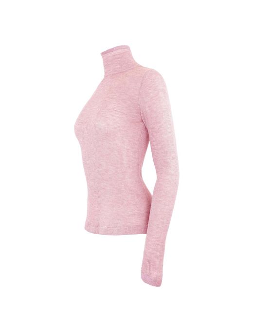 Theo the Label Pink Nomia Sheer Knit Turtleneck
