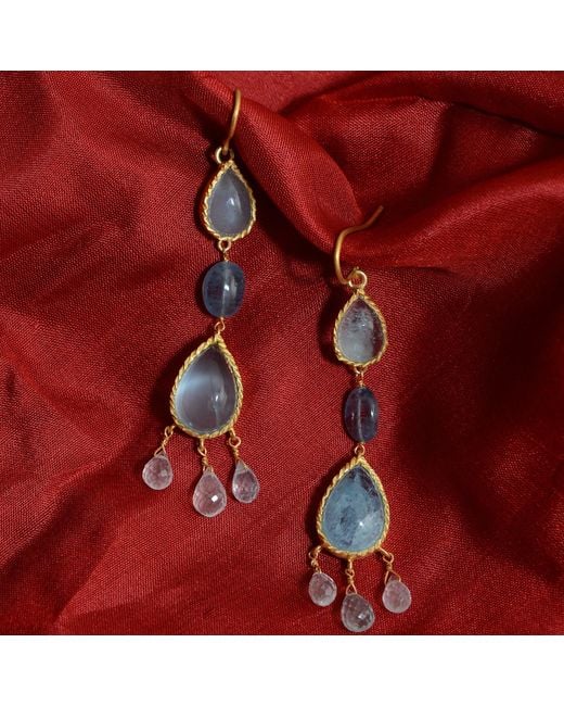 Emma Chapman Jewels Blue Lola Aquamarine Teardrop Earrings