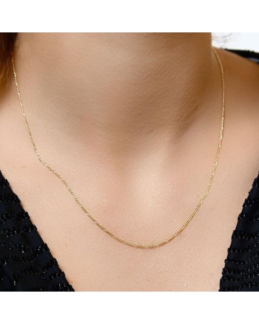 Spero London Metallic 9Ct Solid Italian Fine Figaro Chain Necklace