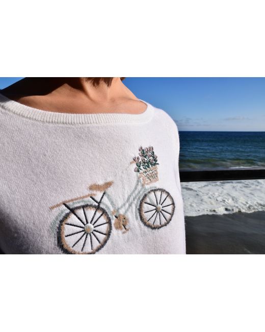 Catnip and Seaweed White Bicycle Cashmere Sweater