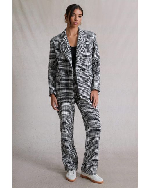 Hay Life Gray Double Breasted Check Blazer