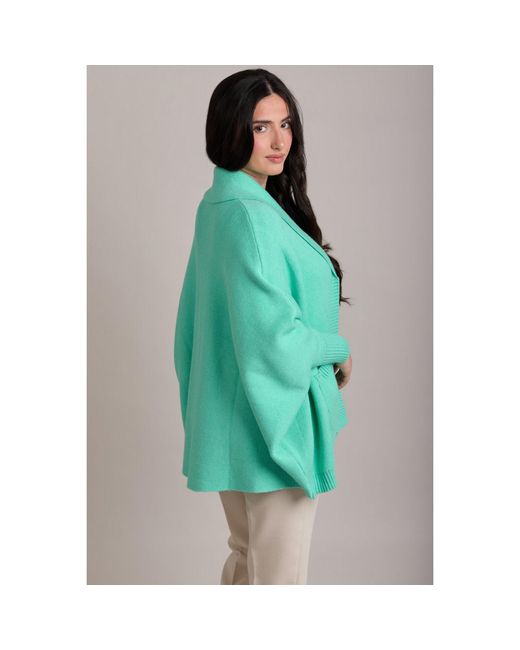 Saachi Green Open Front Oversized Aqua Cardigan Sweater