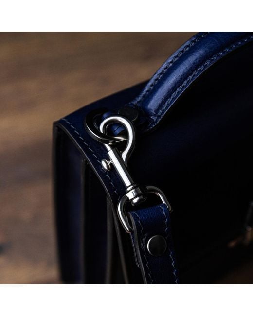 Time Resistance Blue Small Leather Briefcase for men