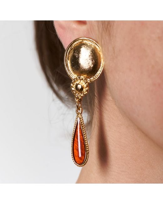 Caramel Vintage Jewellery Metallic Amber Tear Drops