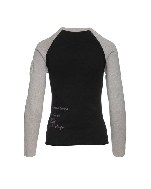 Conquista Black Print Top With Embroidery Detail