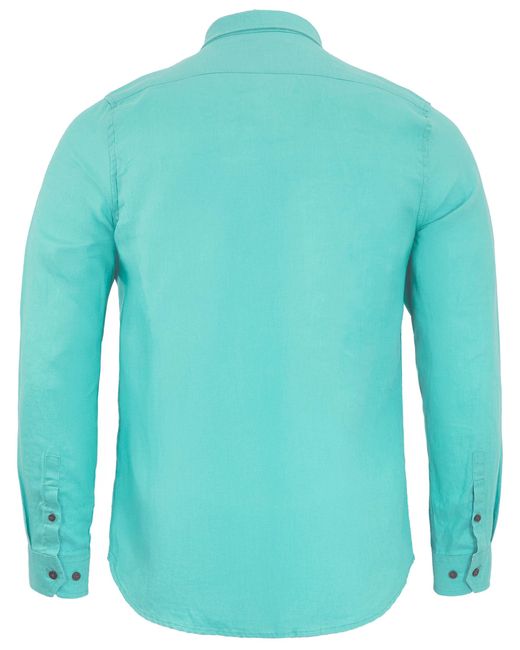 Lords of Harlech Blue Lionel Linen Button Down Shirt for men