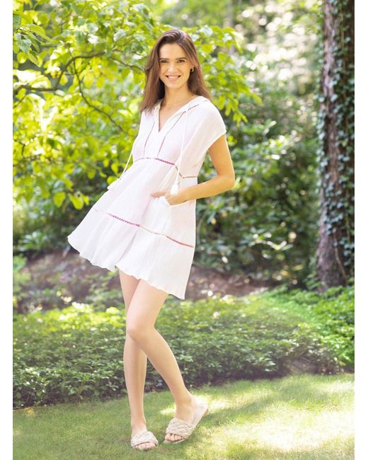Change of Scenery White Neutrals Gari Short Beach Dress Fresh