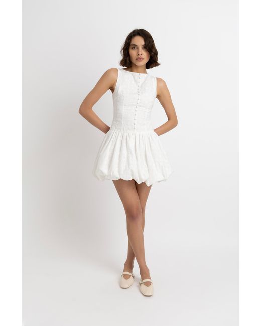Amy Lynn White Grazia Cotton Mini Puffball Dress
