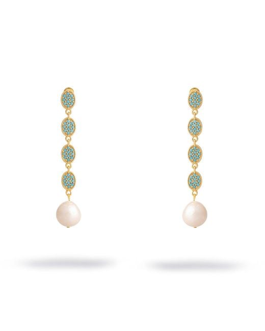 Ebru Jewelry White Harmony Pearl Dangle Earrings