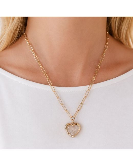 My Little Nature Metallic Plated Necklace With Rose Quartz Crystals
