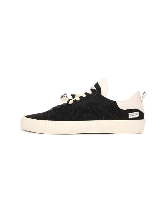 Springa | Unique Vulcanized Sneakers Italian Handmade Black Wavy Suede Logo for men