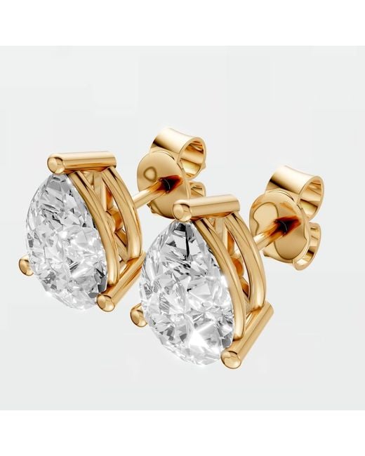Aya Fine Jewelry White Pear Shaped Lab Diamond Solitaire Stud Earrings