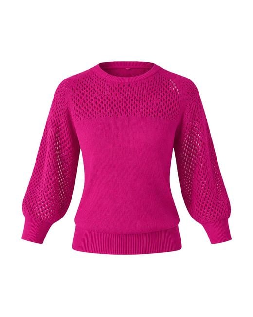 SACHA DRAKE Purple Three Quarter Sleeve Ripple Knit Top