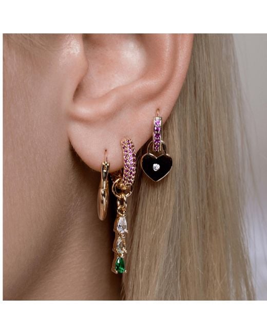 Alexie of Athens Metallic Dede Padlock Heart Hoop Charm