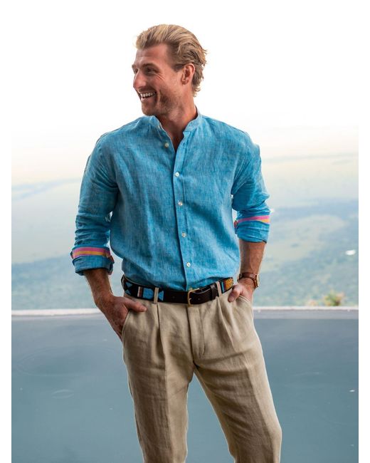 Koy Clothing Blue Linen Shirt for men