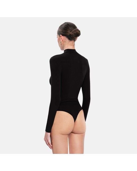 OW Collection Black Lexi Turtleneck Bodysuit