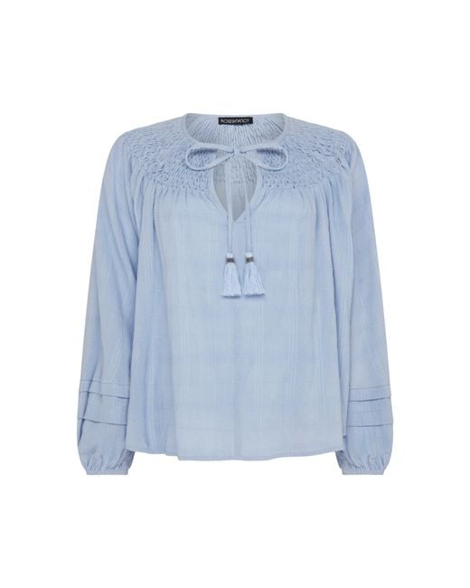 Rose & Nancy Blue Kate Smock Detail Blouse