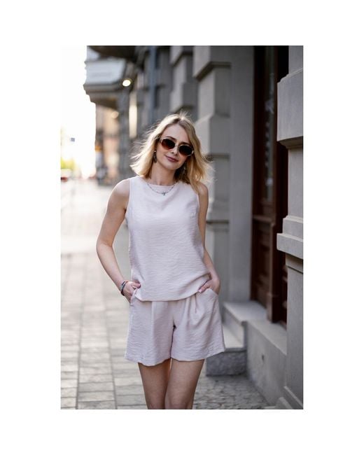 Oh!Zuza Pink Neutrals Echo Viscose Shorts Pockets