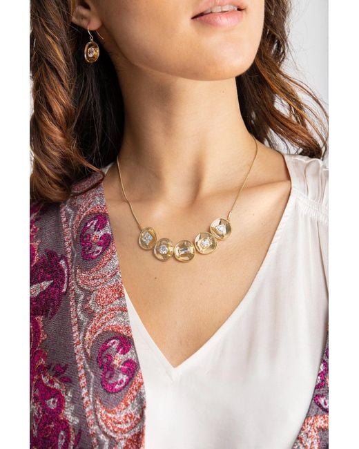 Saachi Natural Plate Multi Crystal Charm Statement Necklace