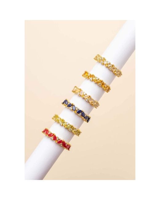 Lavani Jewels Metallic Birthstone Ring March Goldplated & Aquamarine