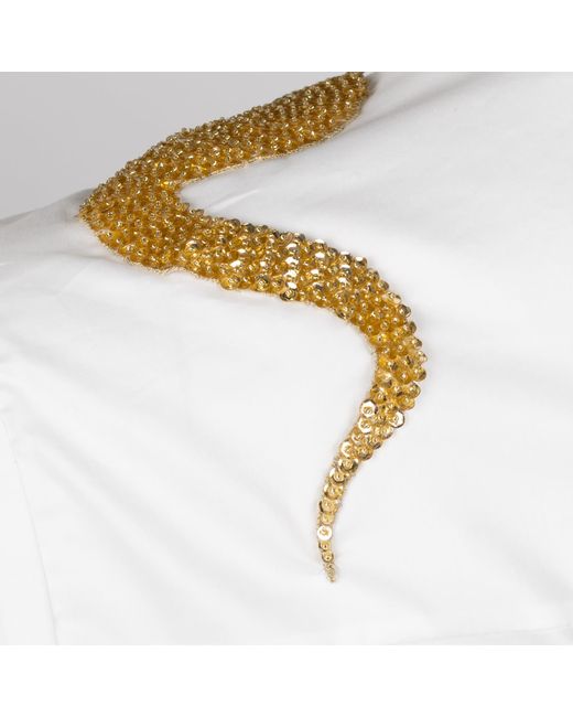 House of Laines London White Laines Couture Tie Shirt With Embellished Shoulder Snake