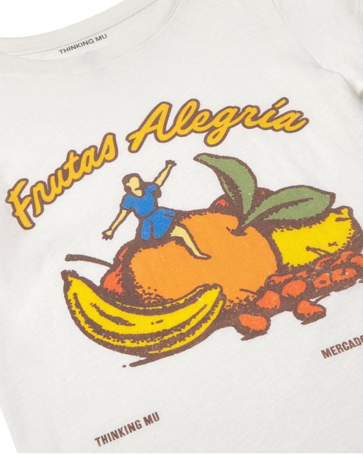 Thinking Mu White Frutas Mirna Slim T-Shirt