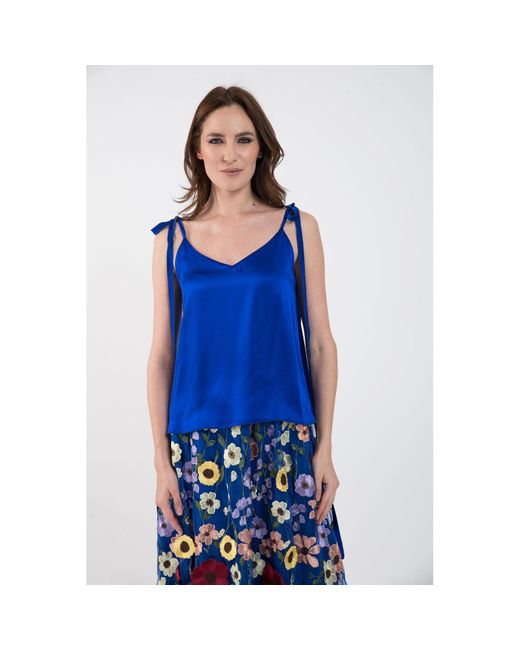 IZABELA MANDOIU Blue Silk Top With Adjustable Straps