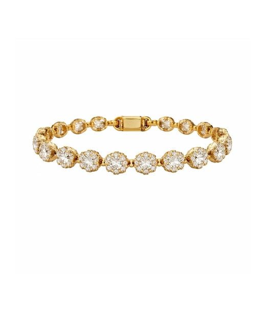 Maison De Gala Metallic Floral Crystal Tennis Bracelet