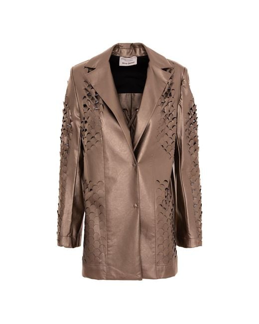 Silvia Serban Brown Neutrals Laser Cut Bronze Jacket