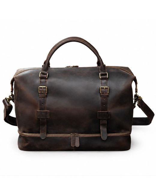 Touri Black Genuine Leather Weekender With Outerwear Compartment for men