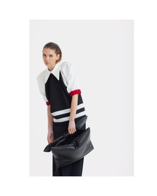 Julia Allert Black Bow-Detail Faux Leather Clutch