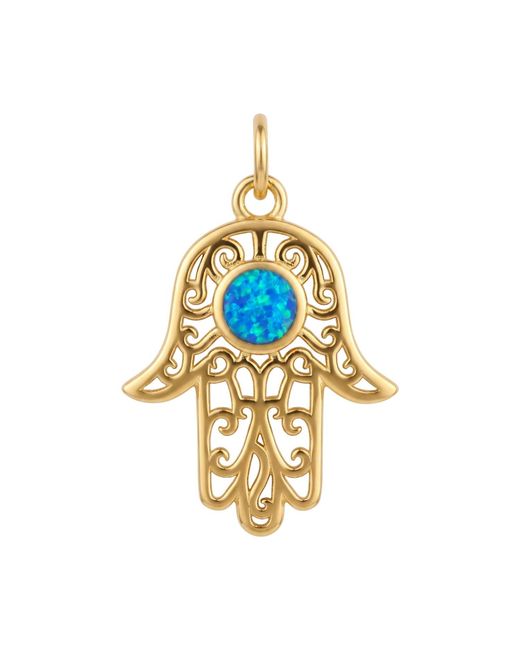 Latelita London Metallic Hamsa Hand Filigree Opal Pendant Necklace