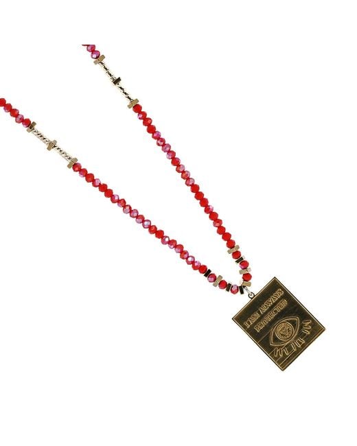 Ebru Jewelry Metallic I Am Always Protected Pendant Beaded Necklace