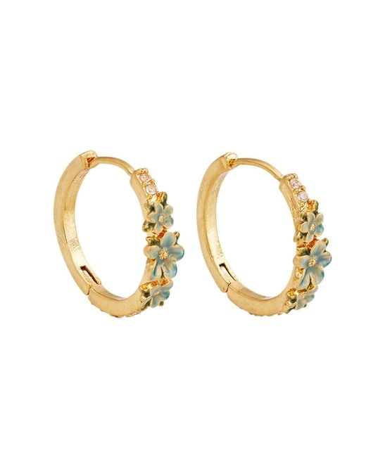 Fable England Metallic Floral Wreath Necklace & Floral Wreath Hoop Earrings Set