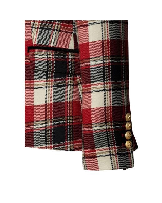 The Extreme Collection Red Neutrals Tartan Wool Blazer Duncan