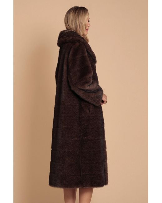Santinni Brown Hollywood Full-Length Faux Fur Coat