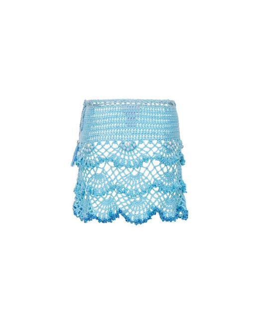 Andreeva Blue Aqua Marine Handmade Mini Crochet Skirt
