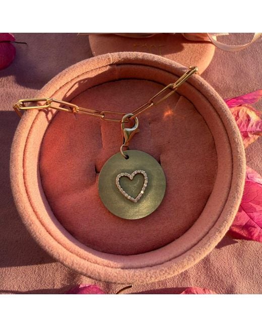 Ecce | Artisan Diamonds Metallic 14K Solid Titanium Customized With Heart Shape Diamond Charm Pendant