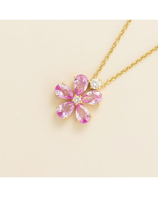 Juvetti Pink Florea Necklace Sapphire & Diamond