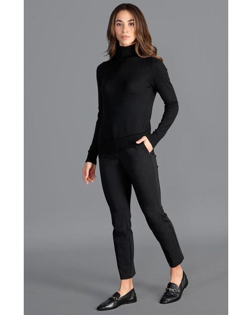 Paul James Knitwear Black Terri Ultra-Fine Cotton Roll Neck Long Sleeve Jumper