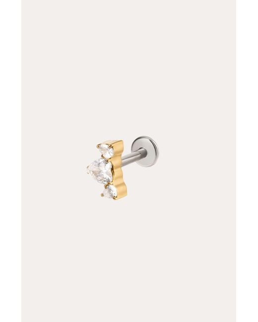 Vanhi Metallic Curved Crystal Threadless Flat Back Titanium Cartilage Stud