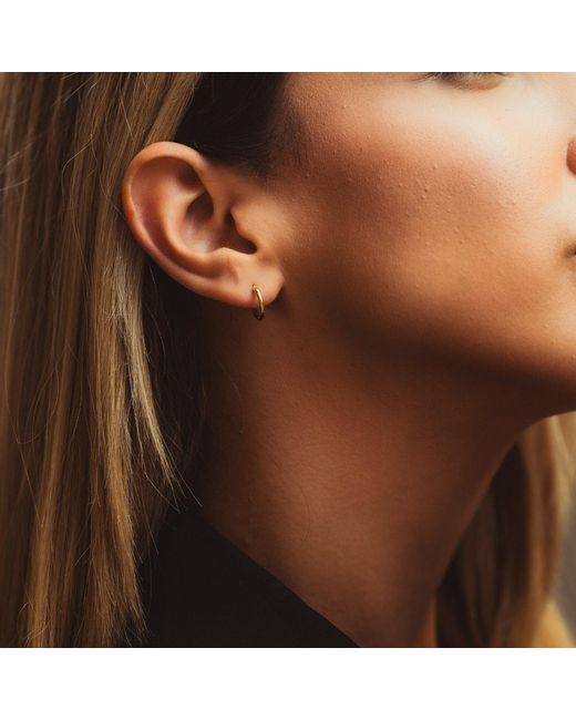 Spero London Metallic Fine 14Ct Solid Hoop Earrings