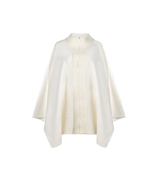 House of Laines London White Neutrals Laines Couture Wool Blend Zip Cape
