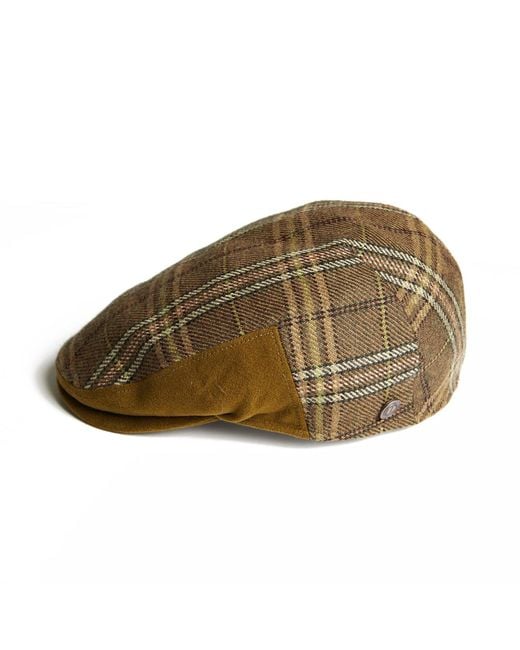 Dasmarca Hats Brown Luis Tweed Checks Italian Flat Cap for men