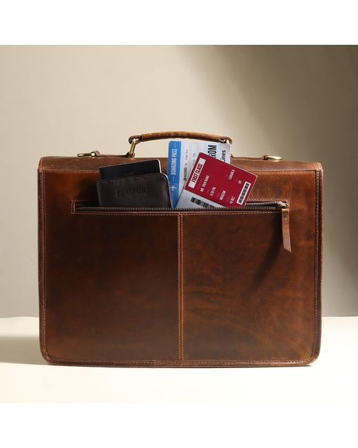 Dötch Leather Brown Aurelia- Leather Work Briefcase for men