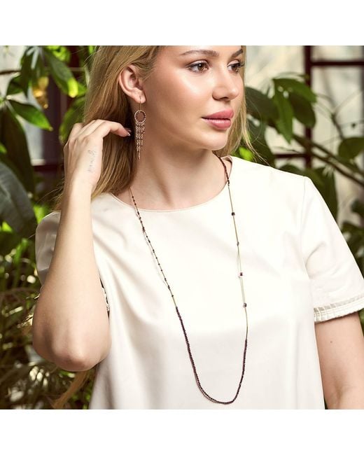 Corina Mardari Jewelry Multicolor Long Garnet-Filled Necklace