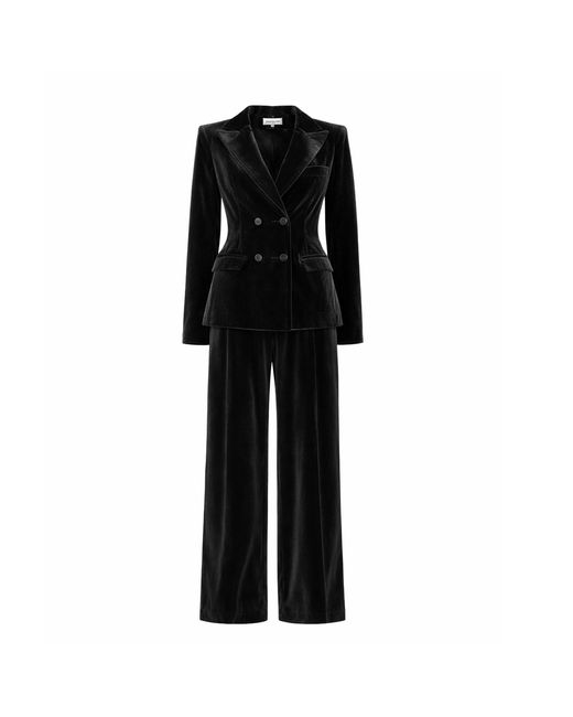 Julia Allert Black Retro Co-Ord Set – Jacket & Wide-Leg Trousers Velvet