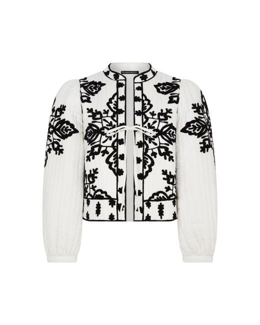 Rose & Nancy White Lori And Padded Embroidered Jacket