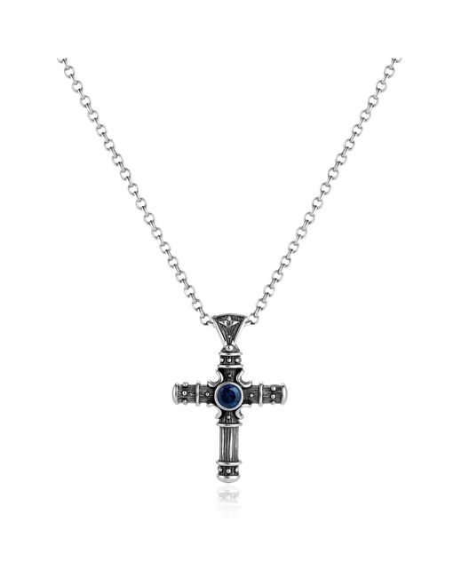 Unaloe Metallic Eternal Cross Necklace With Sapphire